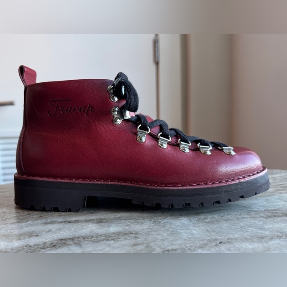 New Men's Fracap M120 Boots Commando Sole 40 - US 7 Burgundy / Maroon Leather - Picture 3 of 12